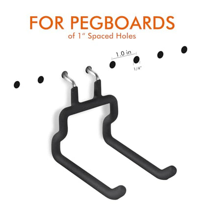 LIGHT DUST Utility Heavy Duty Pegboard Hooks - 5Pack Peg Board Accessories for Hanging Tools Fit 1/8" 1/4" Peg Holes - Pegboard Organizer Large Tool Holders for Garage Workshop Shed - style: 5 Pack