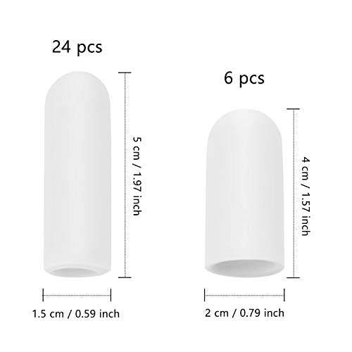 Frienda 30 Pieces Gel Finger Protector Cots Silicone Cover Cap Sleeves for Finger Cracking Trigger Support(White) - color: White