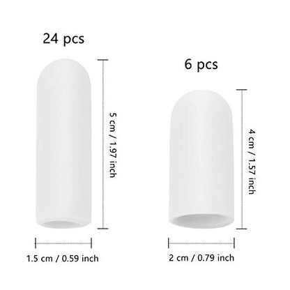 Frienda 30 Pieces Gel Finger Protector Cots Silicone Cover Cap Sleeves for Finger Cracking Trigger Support(White) - color: White