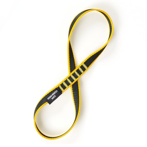 18mm Nylon Climbing Sling Runner 23KN CE2008/EN566 Certified - Webbing Straps for Outdoor Rock Climbing, Rappelling, Swing, Yoga Hammock etc - color: Yellow, size: 30cm/ 12inch |Pack of 1