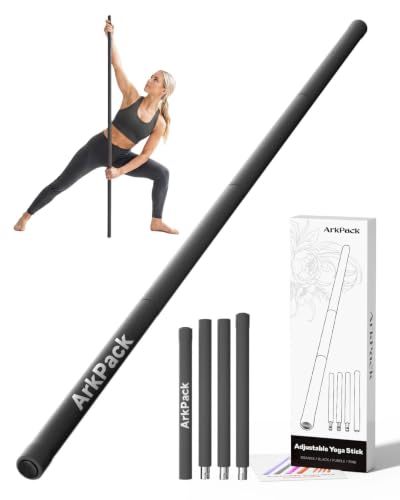 Yoga Stick,5FT Detachable Stretching Stick Stainless Steel Mobility Stick Exercise Pilates for Stretching,Posture Correction,Flexibility,Balance,Fitness,Physical Shoulder & Back Relaxation - color: black