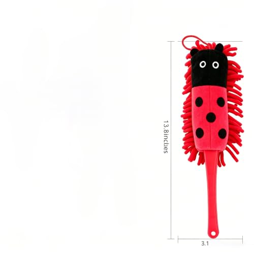 Nylon Hand Cleaning Brush Extendable Soft Handle for Home Fan,Red | Mini Cartoon Patterns Hand Cleaning Brush Extendable Soft Handle for Home Ceiling Fan,13.8In