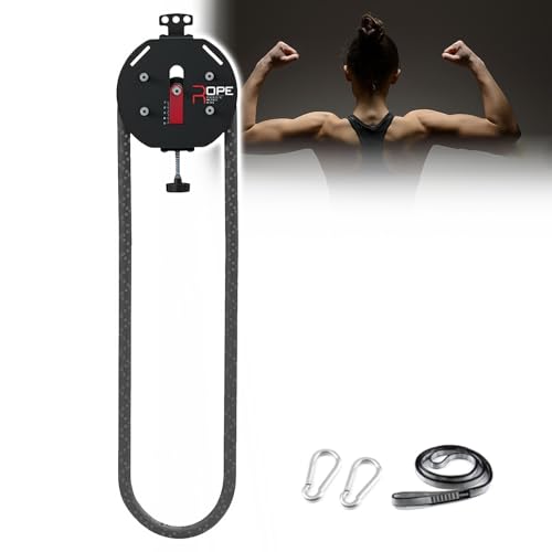 Portable Cable Pulley System And Endless Rope Trainer | Home Gym Pulley System With Adjustable Resistance Machine | Full-Body Workout Tool For Muscle Endurance, Grip & Coordination Training - color: Black&red