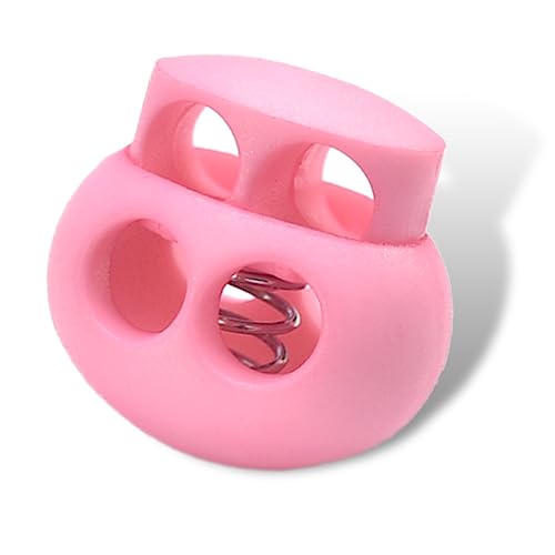 LongSLong 12Pack BabyPink Plastic Spring Cord Lock for Shoelace, DrawString Clip, Paracord Toggle Stopper Elastic String Lock Fastener Slider Double Hole - color: Babypink 12pcs