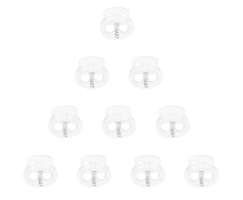 Tupalizy 17x16mm Clear Cord Locks Double Hole Spring Stopper Slider Clip Pant Drawstring Shoelace Tighten Repair Fastener