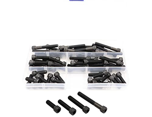 LBY 32pcs Socket Head Cap Screws, 1/4-20 × (3/4''-1-3/4'') Socket Head Screws Assortment Kit, 4 Sizes, 12.9 Grade Alloy Steel (Black) - color: Black, size: 1/4-20