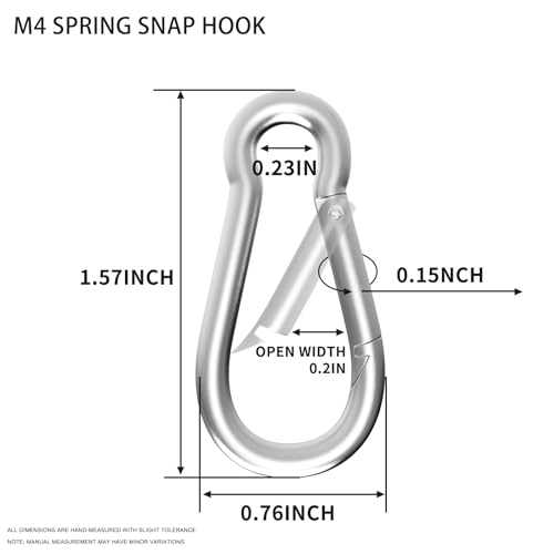 Heavy Duty Spring Snap Hook Carabiners, Galvanized Steel Quick Links, Spring Clips in Black & Silver, Multiple Sizes: 1.6Inch/2Inch/2.4Inch/3Inch/4Inch, for Swing Hammock Camping Keychain Outdoor - size: M4-120PCS, style: Silver