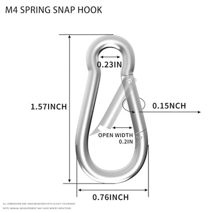 Heavy Duty Spring Snap Hook Carabiners, Galvanized Steel Quick Links, Spring Clips in Black & Silver, Multiple Sizes: 1.6Inch/2Inch/2.4Inch/3Inch/4Inch, for Swing Hammock Camping Keychain Outdoor - size: M4-120PCS, style: Silver