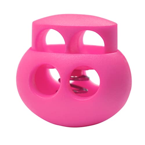 10 Pack Bungee Spring Cord Lock Fastener, Plastic Toggle Slider Stopper for Paracord DIY Crafting DrawString Clasp, Elastic Shoe Lace, Glove, Flashlight Rope Lock Clip Double Hole Adjuster - color: 05#: Pink 10pcs