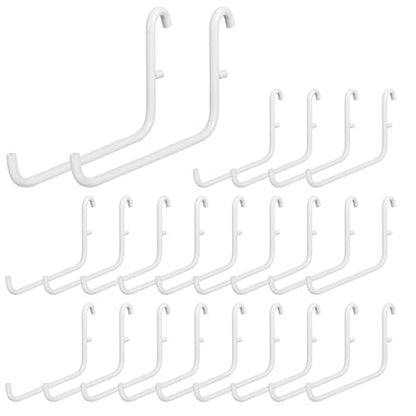 24 Pcs 3.7 x 2.4 Inches Pegboard Hooks, Compatible with Skadis Peg Board, Long L Shape Peg Board Hooks for Hanging, Pegboard Accessories, for Home Office Storage Tool(White)