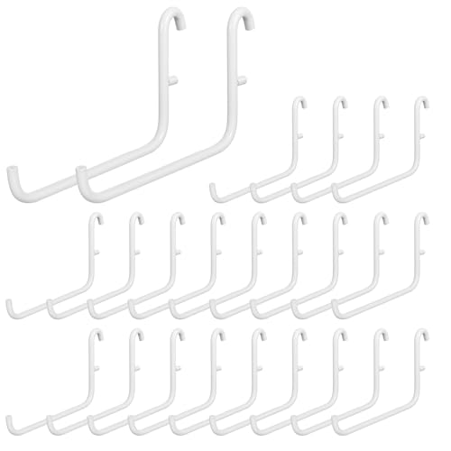 24 Pcs 3.7 x 2.4 Inches Pegboard Hooks, Compatible with Skadis Peg Board, Long L Shape Peg Board Hooks for Hanging, Pegboard Accessories, for Home Office Storage Tool(White)
