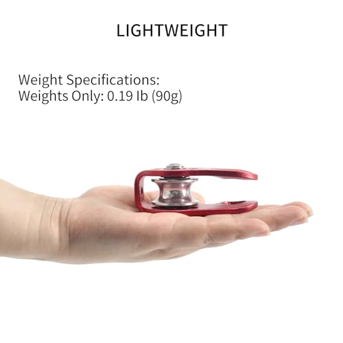 Fixed Plate Micro Pulley,28KN CE Certified General Purpose Small Aluminum Rope Pulleys for Climbing/Aloft Work/Rappelling/Rescue Etc - color: Pack of 2(28KN Pulley Red)