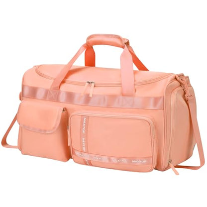 MAXTOP Gym Bag for Women Men Travel Duffle Bag Large Capacity Carry On Weekender Overnight Bag With Shoe Compartment Gym Tote Dry Wet Separation Duffel Bag for Travel - color: Orange, style: Gym Bag