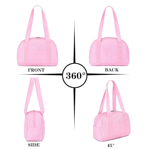 Mini Gym Bag for Women Girls, 12 inch Small Gym Tote, Lightweight Small Carry On Duffle Bag for Travel Sports - color: Pink