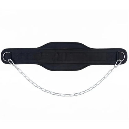 Neoprene Dip Belt with Steel Chain, Padded Waist Strap for Pull-Up Dip Strength Training, Gym Bodybuilding Weight Loading Accessory