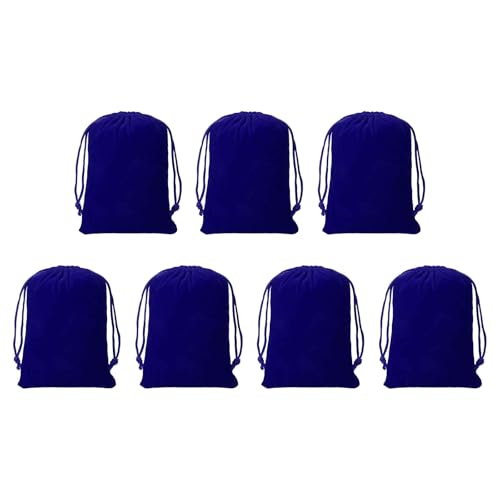 Drawstring Dice Bag 3.54" x 4.72" Durable Flocking Cloth Tarot Card Bag Perfect for Dice Storage & Jewelry & Chess & Cosplay Coin & Board Gaming Accessories (Navy Blue, 7pcs) - color: Navy Blue, size: 3.54"x4.72"
