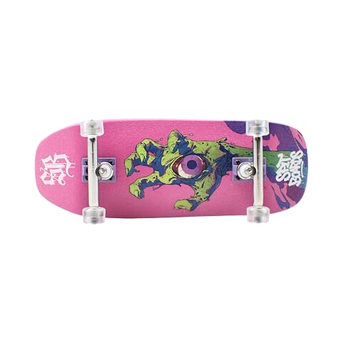 SPITBOARDS® 34mm Fingerboard Oldschool Cruiser Pro Complete Setup, Pre-Assembled 5-Layer Wood, Pro Trucks, Soft Urethane 60D Bearing Wheels, Real-Wear Graphics, Lasered Foam Tape 'Slimey Hand' - color: Slimey Hand