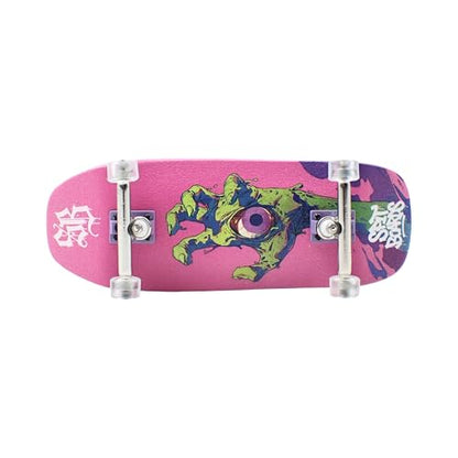 SPITBOARDS® 34mm Fingerboard Oldschool Cruiser Pro Complete Setup, Pre-Assembled 5-Layer Wood, Pro Trucks, Soft Urethane 60D Bearing Wheels, Real-Wear Graphics, Lasered Foam Tape 'Slimey Hand' - color: Slimey Hand