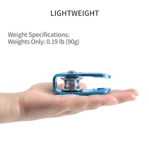Fixed Plate Micro Pulley,28KN CE Certified General Purpose Small Aluminum Rope Pulleys for Climbing/Aloft Work/Rappelling/Rescue Etc - color: Pack of 2(28KN Pulley Blue