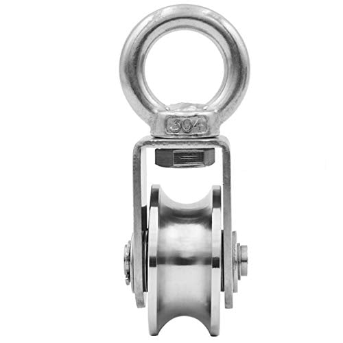 Pulley Wheel with 2 Bearing, Cable Pully Shoulder Pulley Block Heavy Duty for Washing Line/Rope Loading 880lb/400Kg - size: 107mm Snap