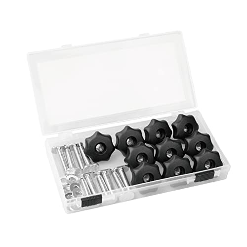 POWERTEC 71481 T Track Knob Kit w/ 7 Star Knob, 1/4-20 Threaded Bolts and Washers, 10 Pack, T Track Bolts, T Track Accessories for Woodworking Jigs and Fixtures - style: 1/4-20 T Track Knob Kits, 10PK