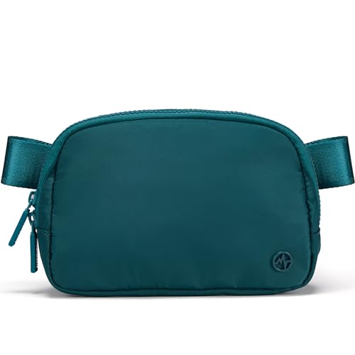 Pander Nylon Fanny Pack for Women, Two-Way Zipper Crossbody Bag | 1L nylon belt bag with a two-way zipper, three interior mesh pockets, and an adjustable strap for waist or crossbody wear - color: Teal Blue