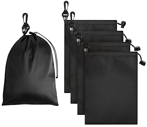PALTERWEAR Drawstring Bag with Clip (8 x 11 Inch, 5-Pack, Black) Cinch and Ditty Pouch for Travel, Wardrobe, Outdoors, Hobby - size: 8 x 11 inch