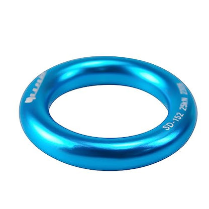 25kN Aluminum Rappel Ring, Perfect Tension O-Ring, Connection Ring for Rock Climbing, Arborist, Gold/Blue - color: big blue-1 pack
