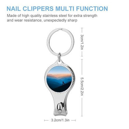 Mountains Silhouette Biker Nail Clippers Sturdy Fingernail and Toenail Clipper Cutters with Keychain