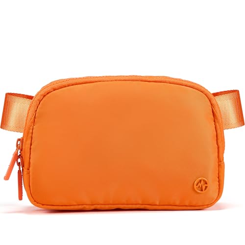 Pander Nylon Fanny Pack for Women, Two-Way Zipper Crossbody Bag | 1L nylon belt bag with a two-way zipper, three interior mesh pockets, and an adjustable strap for waist or crossbody wear - color: Dark Orange