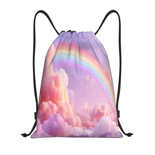 Drawstring Sports Backpacks - Lightweight Swim Gym Bags for Women Men String Sackpack for Beach Travel Yoga(Small, Cloud Rainbow) - color: Cloud Rainbow, size: Small