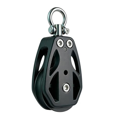 Helffer Single Pulley Block (35mm / 50mm), Lockable 360° Swivel & Heavy Duty Silent Nylon Wheel with T316 Stainless Steel Hardware for Gym Cable, Garage Hoist & Marine Rigging - size: 35mm Wheel, style: 1 Pack