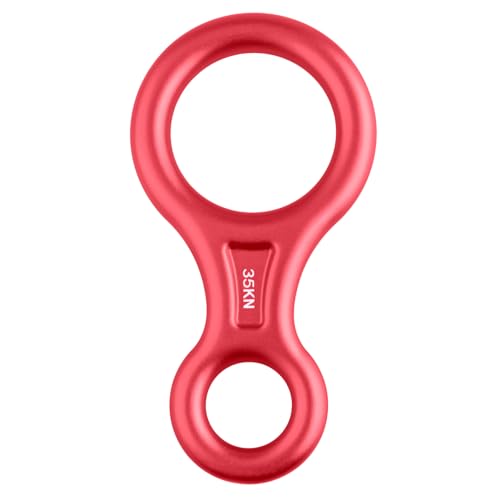 35kN Climbing Rescue Figure 8 Descender Rigging Plate Heavy Duty & Large & High Strength Rappel Device Equipment for Rappelling, Belaying, Tree Climbing, Aerial Silks Rigging - color: Red - 35 kN