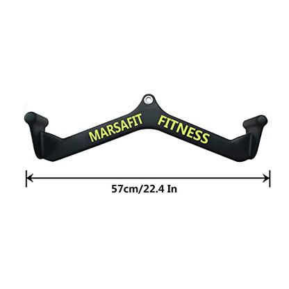 MARSAFIT Home Gym Fitness Rowing T-bar V-bar Pulley Cable Machine Attachment, Bicep Curl Tricep LAT pulldown Bar Back Strength Training Handle Grips LAT Pull Down Bar for Seat Row Workout - style: Btbar 1903