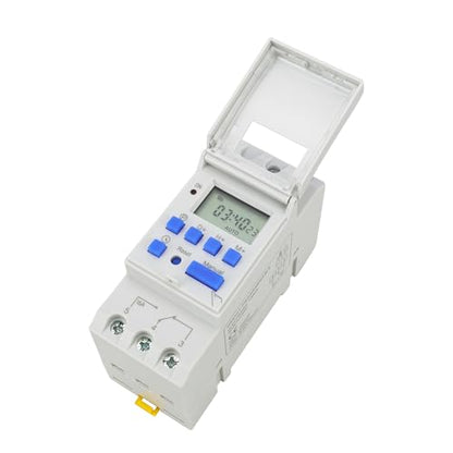 BAOMAIN THC15A 12V Digital Programmable Timer Switch,16A Weekly Relay | AC/DC 12V Power Input with 16A Max Switch Capacity,Up To 250VAC,Supports 28 Weekly Settings. Din Rail Mount