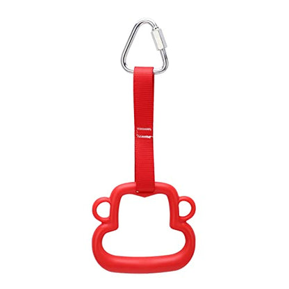 Monkey Style Gymnastic Rings 2 Pack with Quick Hanging Hook for Kids Adults Indoor Outdoor Training Obstacle Course Swing Bar Rings Monkey - color: Red