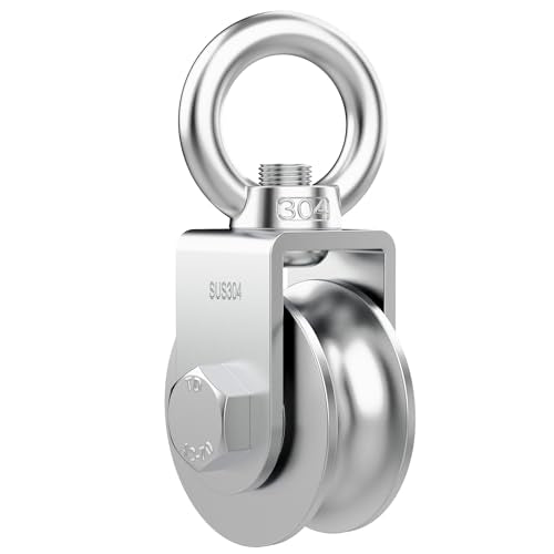 U Type Swivel Pulley Block, 304 Stainless Steel Pulleys for Wire Rope Cable Lifting, DIY Gym Equipment Part, Clothesline, Hoist - Waterproof Sturdy 360 Degree Rotating Wheel (48 mm, 1) - style: 48 mm