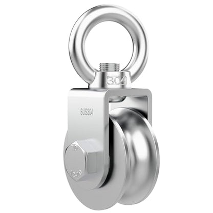 U Type Swivel Pulley Block, 304 Stainless Steel Pulleys for Wire Rope Cable Lifting, DIY Gym Equipment Part, Clothesline, Hoist - Waterproof Sturdy 360 Degree Rotating Wheel (48 mm, 1) - style: 48 mm