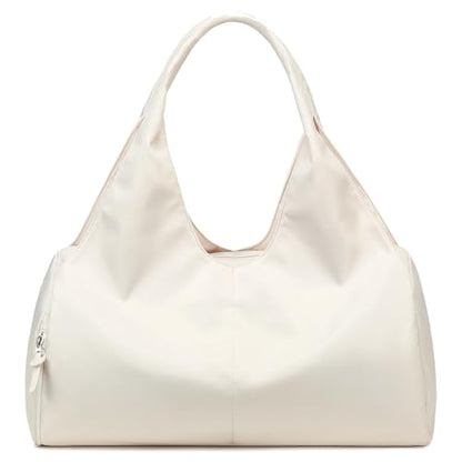forestfish Yoga Gym Bag for Women with Shoes Compartment & Wet Dry Storage Pockets Lightweight Duffel Bag, Beige - color: Beige