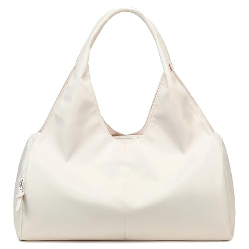 forestfish Yoga Gym Bag for Women with Shoes Compartment & Wet Dry Storage Pockets Lightweight Duffel Bag, Beige - color: Beige