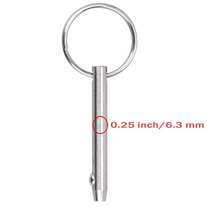 Quick Release Pin Bimini Top Pin Diameter 0.25 Inch, Total Length 3 Inch, Usable Length 2.4 Inch Full 316 Stainless Steel (4 PCS) - size: 4 Pieces