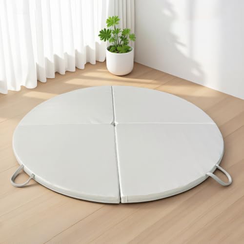 HARELA White Folding Portable Pole Dance Crash Pad, Stripper Pole Mat with Pearl Cotton Filling & PU Leather, Foldable Stripper Pole Crash Pad for Home Studios, Yoga, Gym - size: 160x5cm/63x1.97"