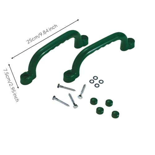 2 Pieces Climbing Frame Handles Smooth Edges Kids Climbing Handle Easy to Install Playset Grab Handle for Young Children, Outdoor, Dark Green - color: Dark Green