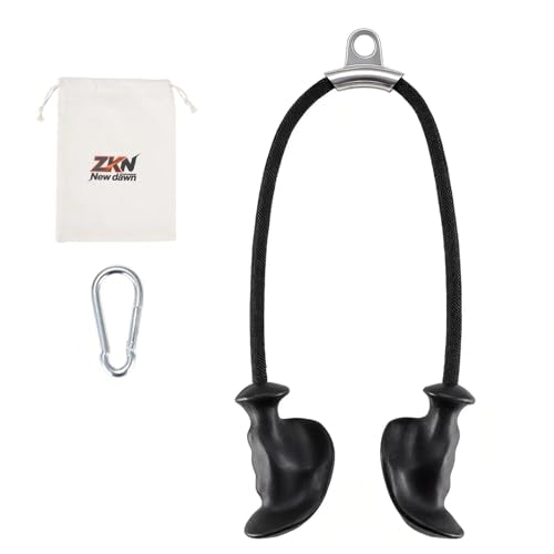 Tricep Rope Pull Down Attachment with Ergonomic Handles,Triceps Rope for Cable Machine Pulley System,Home Gym Accessories - color: Black