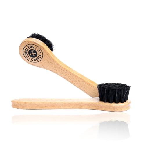 Cobbler’s Choice Co. Leather Care Kit with Horsehair Shoe Brush, Dauber Brush, Welt Brush, Microfiber Cloth - Tan - color: Tan