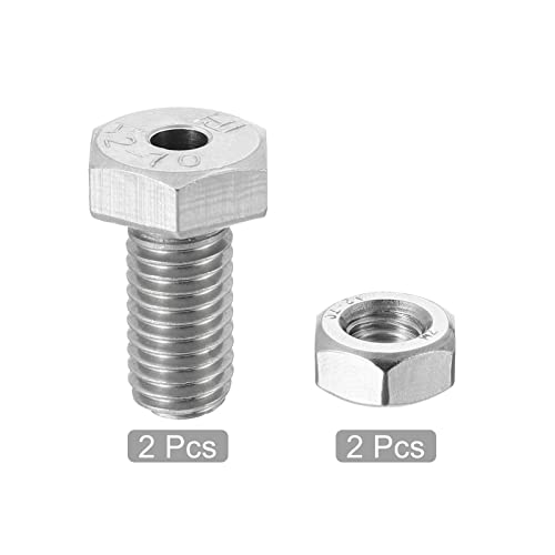 MECCANIXITY M10x20mm Hollow Screw Bolts External Hexagon Fasteners with Nuts, 304 Stainless Steel Pack of 2 - size: M10x20mm