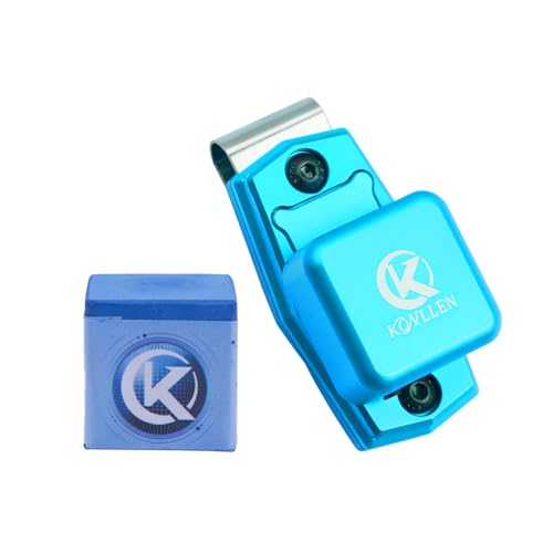 KONLLEN Professional Pool Cue Chalk, Nano Technology | Long-lasting formula for better grip, control and cleaner cue tip contact - color: Blue with Blue Holder, size: 2 pieces