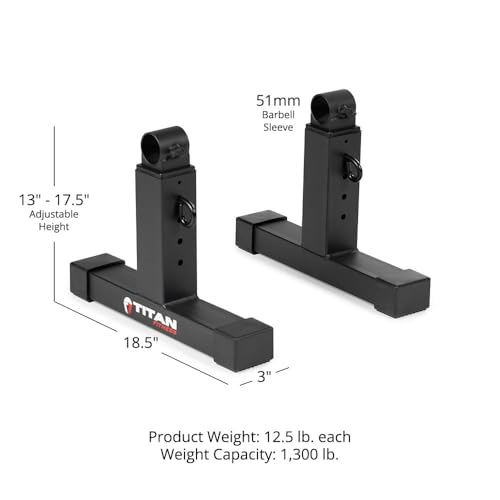 Titan Fitness Adjustable Deadlift Pulling Blocks, Olympic Barbell Jack, 1,300 LB Capacity, 4 Height Settings for Home Gym Weightlifting