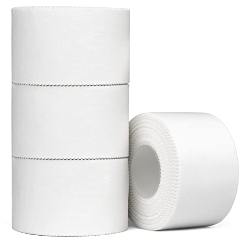 Affordtex Athletic Sports Tape – 4 Adhesive Rolls -No-Sticky Residue – White Medical Tape - Sport Tape -Skin Friendly Athletic Tape 1.5" x 10 Yards for Athletes, Coaches, Amateurs (White- 40 Yards) - color: White - 40 yards