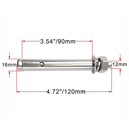 10 Pack M12x120mm Expansion Bolts Anchor Bolt 304 Stainless Steel External Hex Expansion Screw Bolt Sleeve Anchor Fastener Wall Concrete - size: M12*120